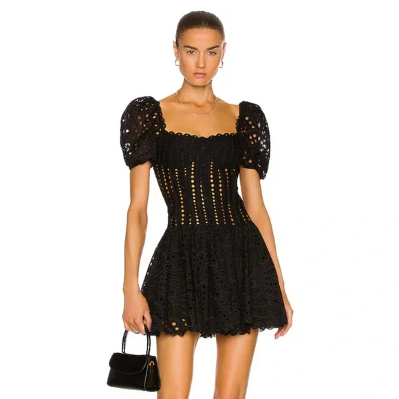 Charo Ruiz | Dresses | Charo Ruiz Black Yara Broderie Cotton Blend Mini  Dress | Poshmark